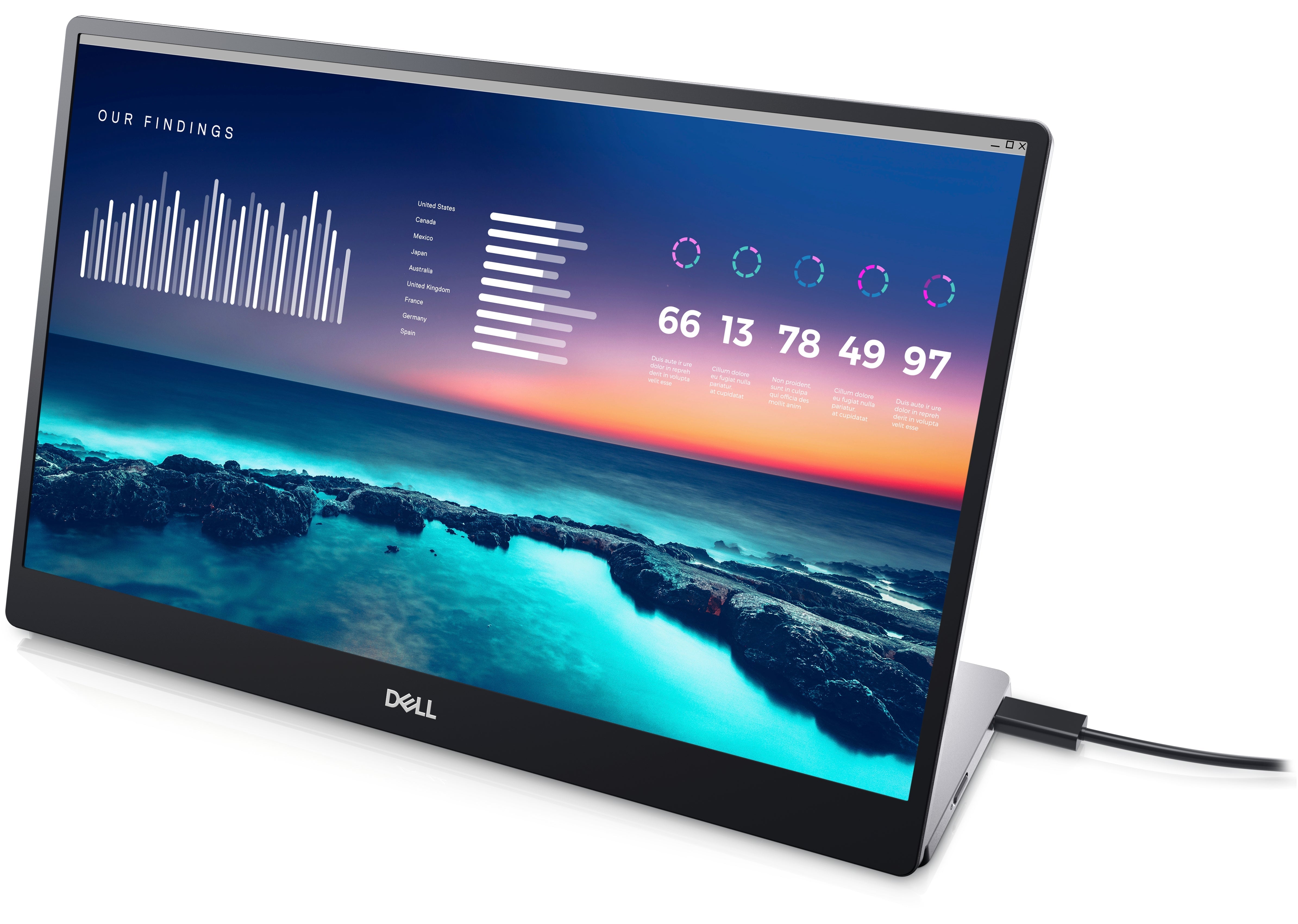 Dell C1422H 14" FHD Portable Monitor, 16:9, 6ms, 700:1-Contrast - DELL-C1422H