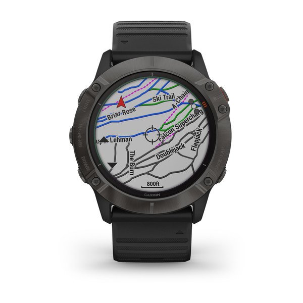 Garmin Fēnix 6X Pro Solar Edition GPS Smartwatch, 51mm, Round, Titanium Carbon Gray with Black Band - 010-02157-20