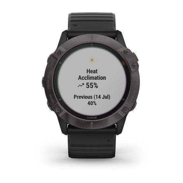 Garmin Fēnix 6X Pro Solar Edition GPS Smartwatch, 51mm, Round, Titanium Carbon Gray with Black Band - 010-02157-20