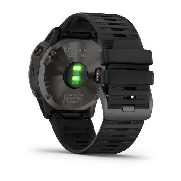 Garmin Fēnix 6X Pro Solar Edition GPS Smartwatch, 51mm, Round, Titanium Carbon Gray with Black Band - 010-02157-20