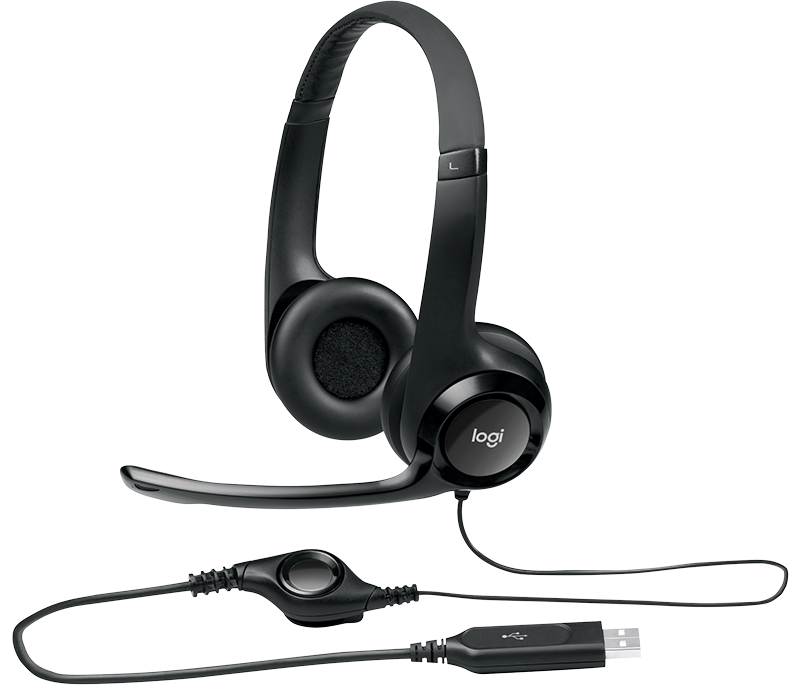 Logitech Padded H390 USB Headset, Wired, Noise Cancellation, Over-the-head, Black- 981-000014