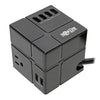 Tripp Lite 3-Outlet Power Cube Surge Protector, 6 USB-A Ports, 1800 VA, 540 Joules, 120V - TLP366CUBEUSBB