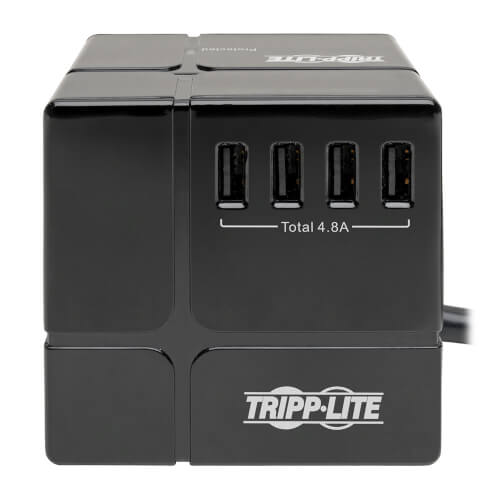 Tripp Lite 3-Outlet Power Cube Surge Protector, 6 USB-A Ports, 1800 VA, 540 Joules, 120V - TLP366CUBEUSBB