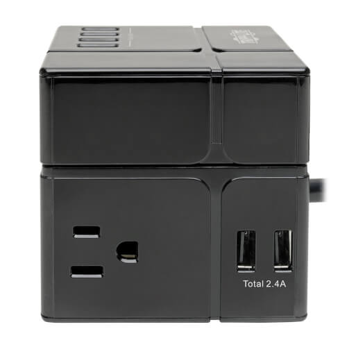 Tripp Lite 3-Outlet Power Cube Surge Protector, 6 USB-A Ports, 1800 VA, 540 Joules, 120V - TLP366CUBEUSBB